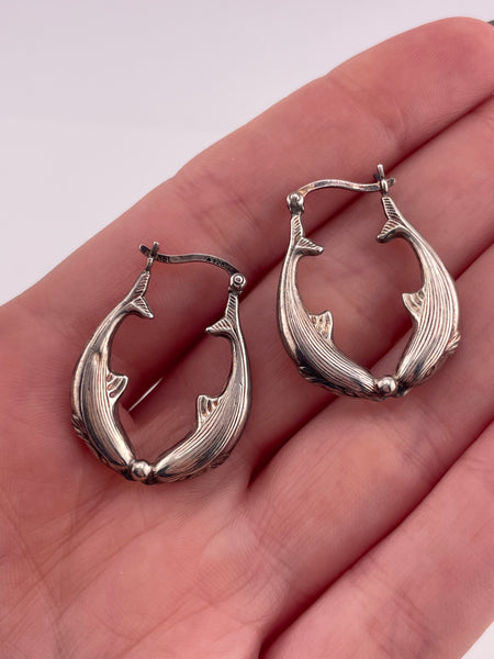 sterling silver dolphin hoop earrings