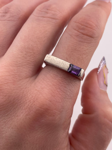 size 8.75 sterling silver faceted purple glass ring