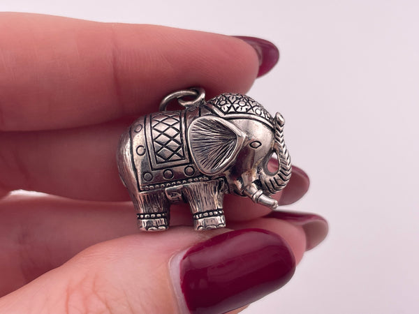 sterling silver 3D elephant pendant