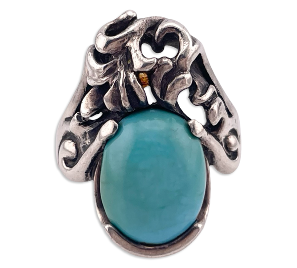 size 8.75 sterling silver Mexican stabilized turquoise ring