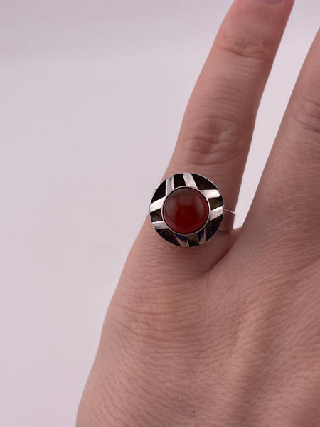 size 5 sterling silver carnelian adjustable band ring