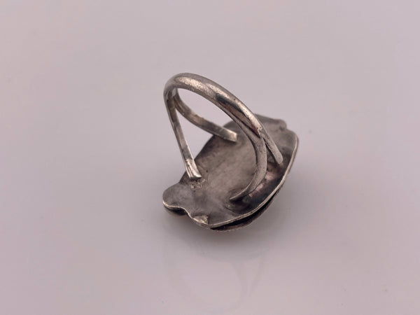 size 7.5 sterling silver malachite leaf ring