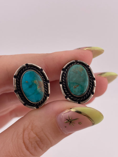 sterling silver screw-back turquoise earrings