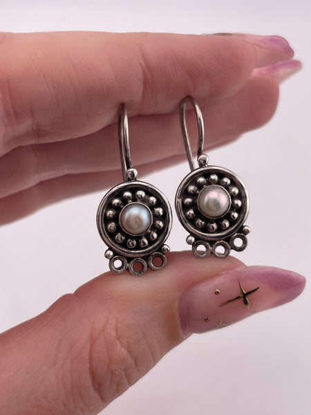 sterling silver pearl hook earrings