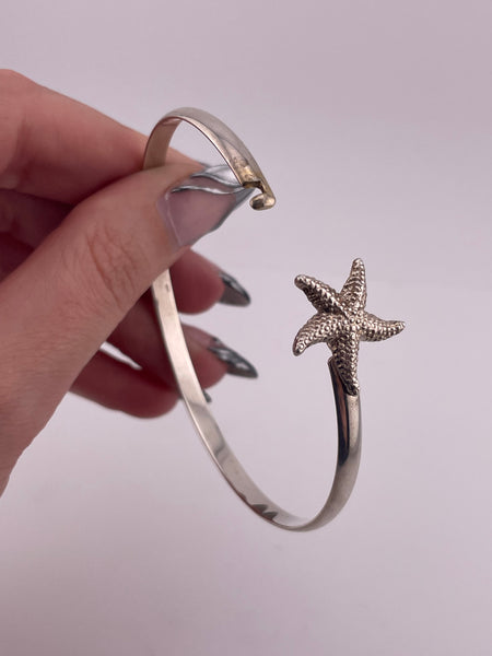 sterling silver 6-7/8" starfish bangle bracelet