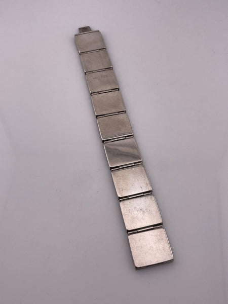 sterling silver amber inlay panel link bracelet **AS IS**