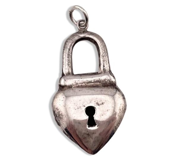 sterling silver semi-heart shaped padlock pendant