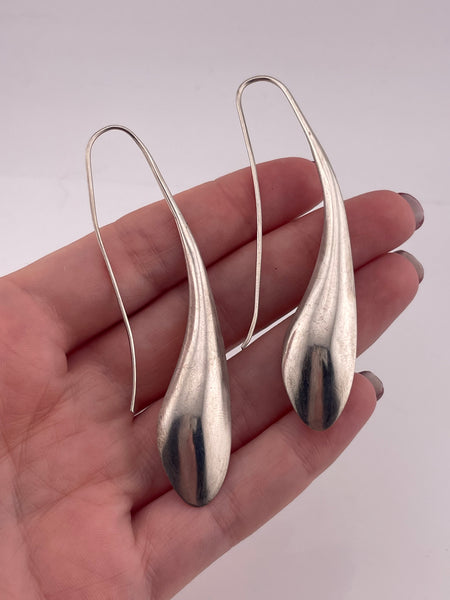 sterling silver large stoneless threader dangle earrings