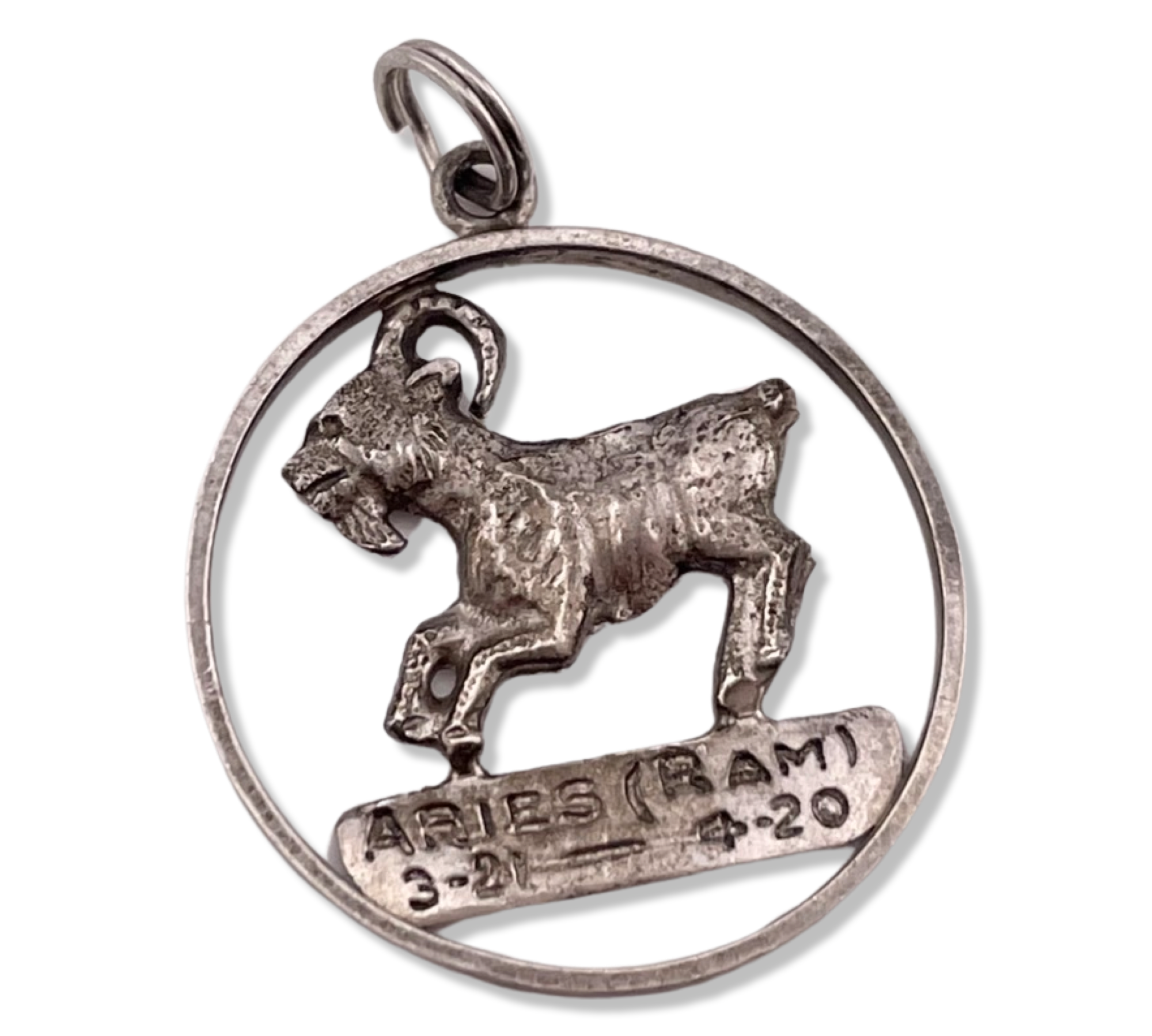 sterling silver Aries the Ram zodiac sign cut-out design pendant