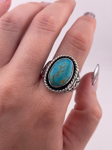size 11.25 sterling silver turquoise scroll ring