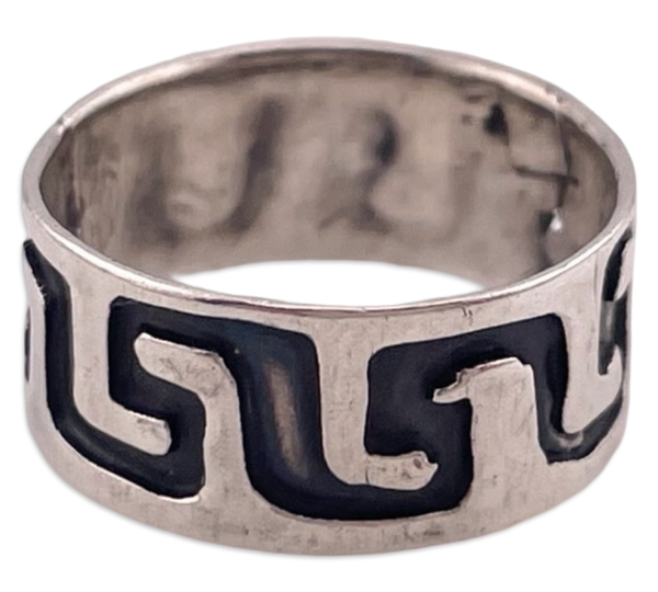 size 5.25 sterling silver Mexican meander band ring