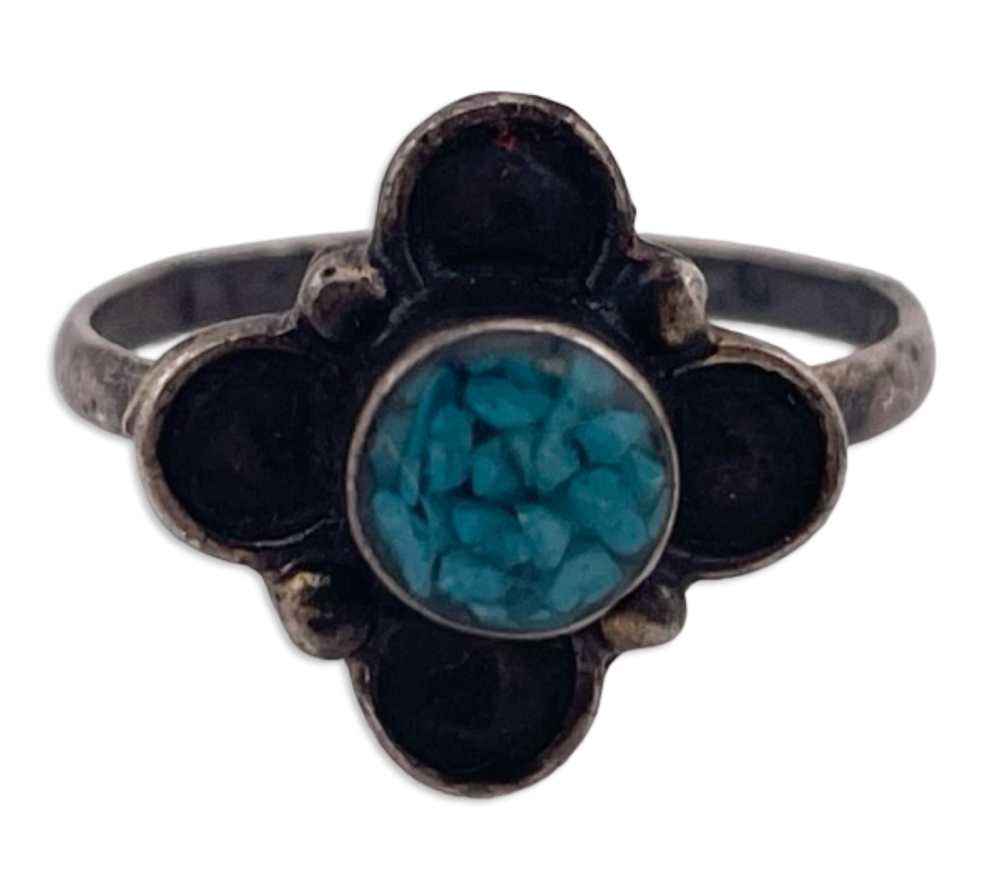 size 5.5 sterling silver crushed turquoise ring