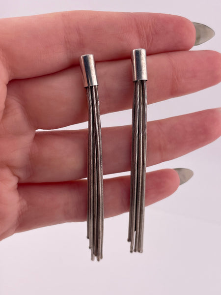 sterling silver tassel post earrings