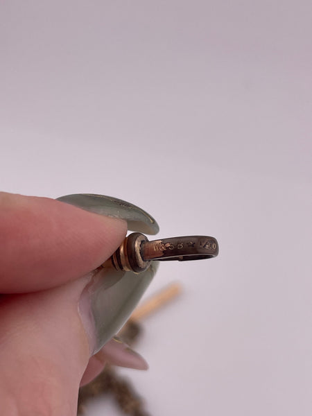 antique gold filled pocket watch slide chain w/ dog clip & t-bar **AS IS**