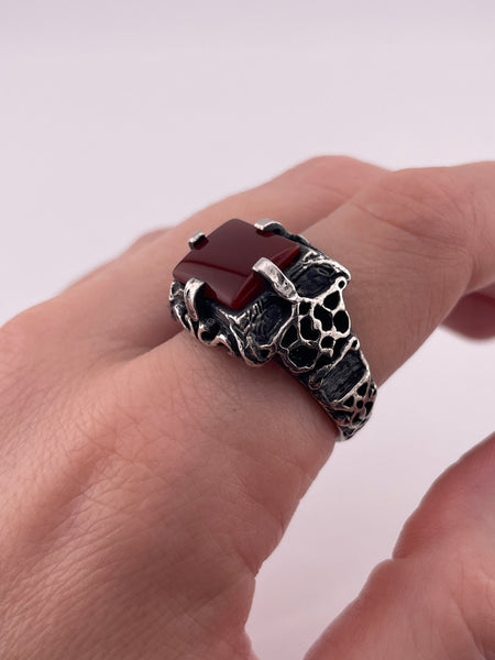 size 9.75 sterling silver carnelian prong setting ring