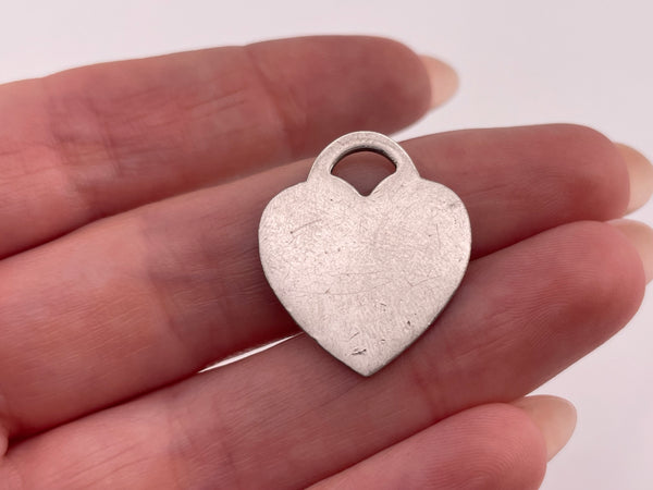 sterling silver very worn blank heart tag pendant