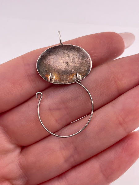 sterling silver etched charm holder pendant