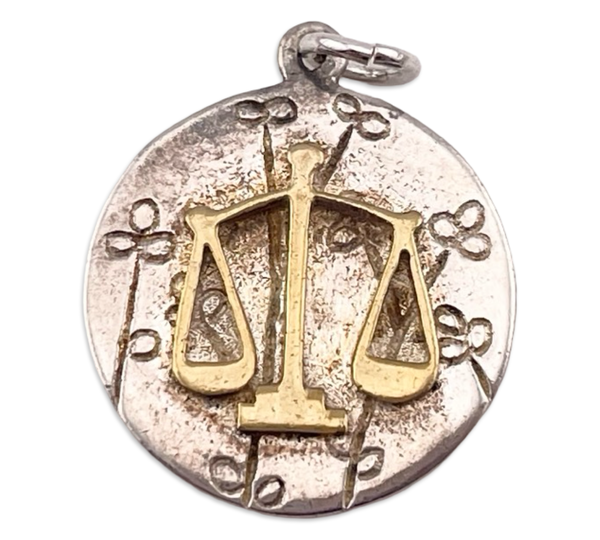 sterling silver gold wash Libras the Scales zodiac pendant