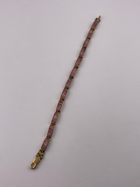 sterling silver gold plated 7 3/4" rhodochrosite link bracelet