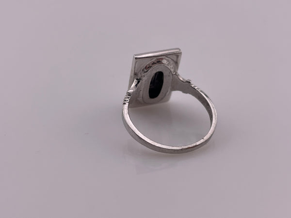 size 7.5 sterling silver rhodium plated marcasite ring
