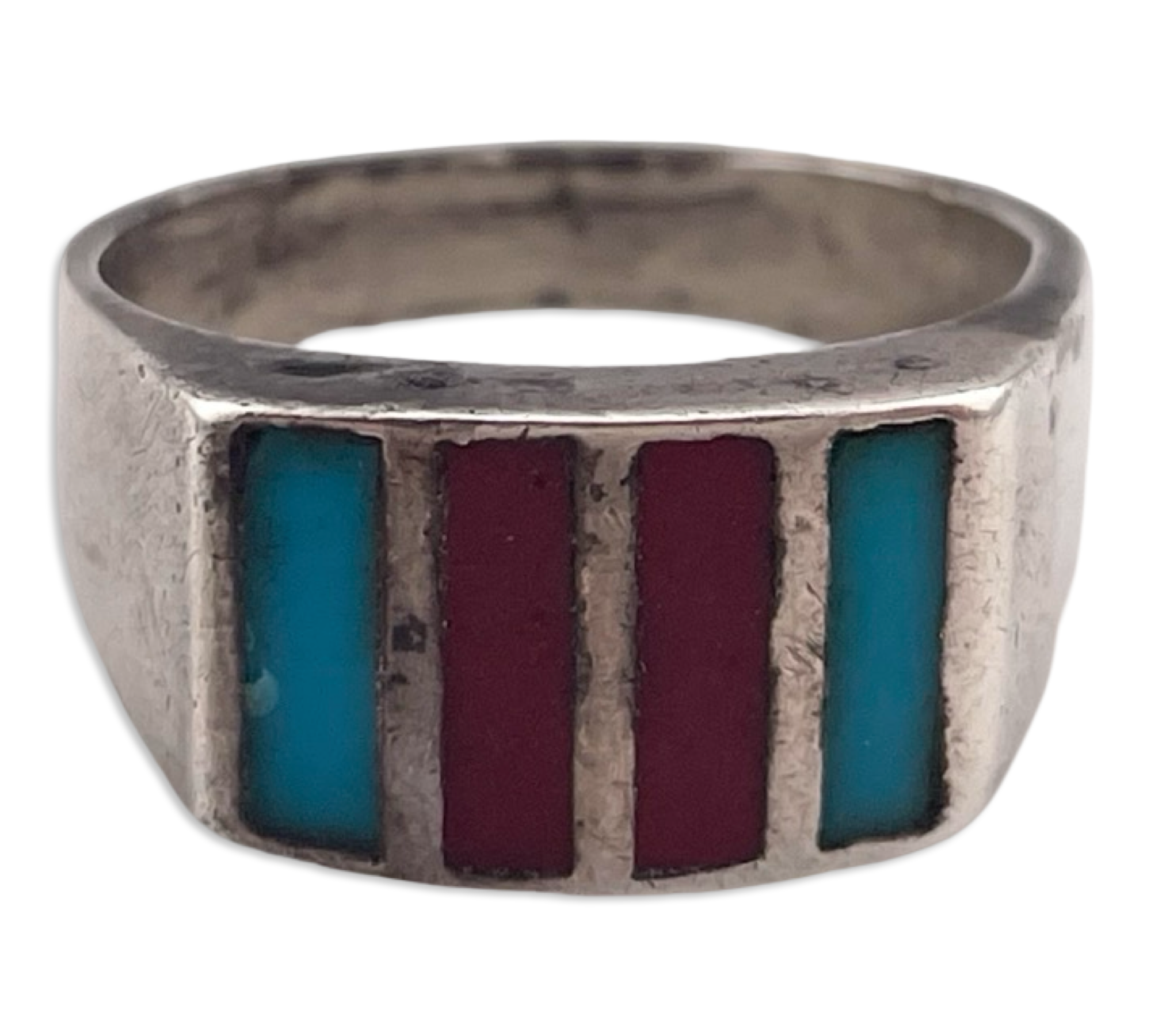 size 9.75 sterling silver coral turquoise ring ***AS IS***