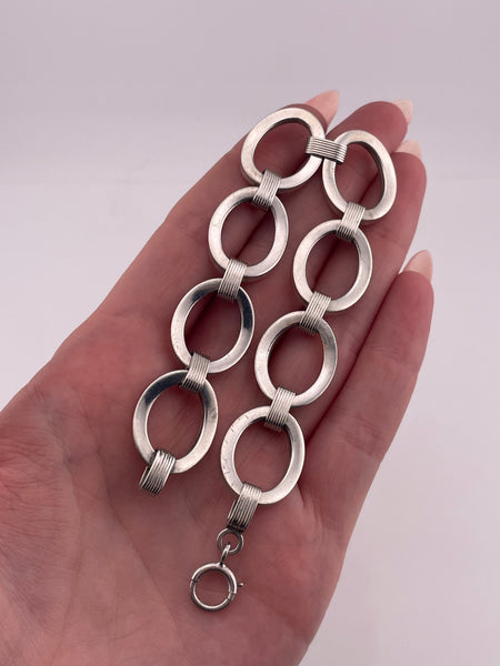 sterling silver stoneless oval chain link bracelet