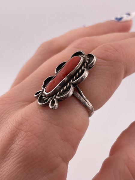 size 7.25 sterling silver coral ring **AS IS**