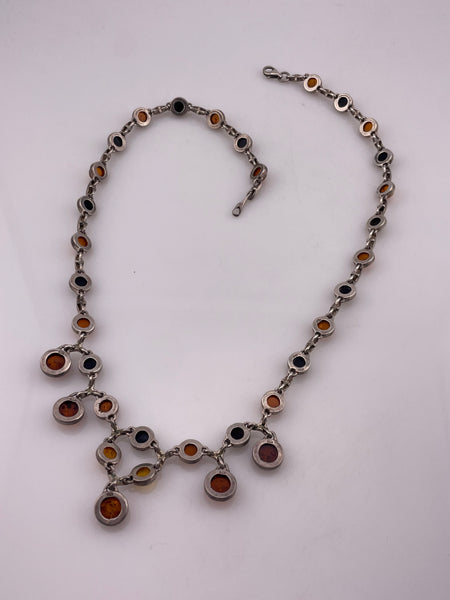 sterling silver 18 3/4" amber necklace