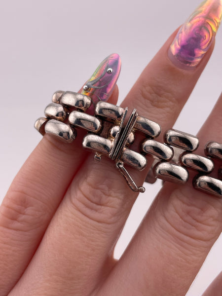 sterling silver 7" chunky panther link bracelet