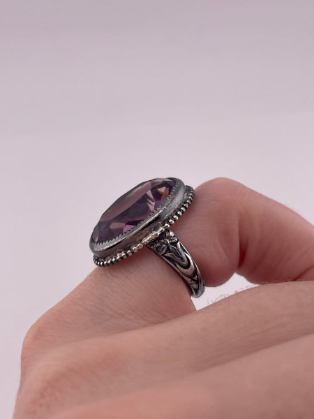 size 4 sterling silver faceted purple glass ring **AS IS**