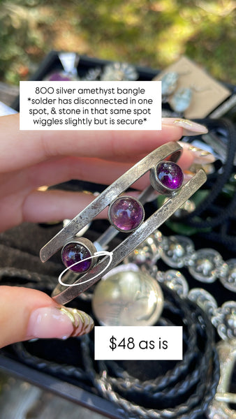 RESERVED PRIVATE LISTING -- 800 silver amethyst bangle bracelet B18