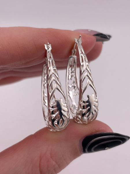 sterling silver cut-out hoop earrings
