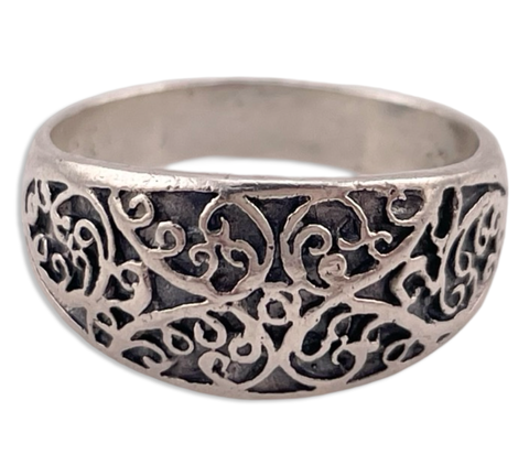 size 8.5 sterling silver scroll filigree style ring