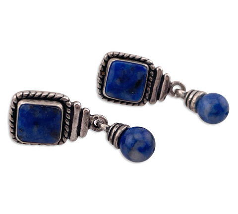 sterling silver lapis post dangle earrings