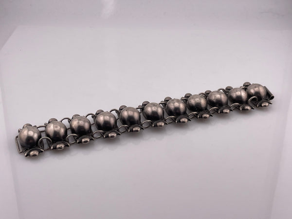 sterling silver Taxco Mexican stoneless domed link bracelet