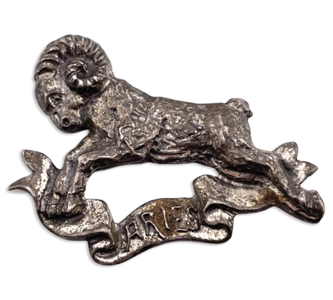 sterling silver zodiac sign Aries ram brooch