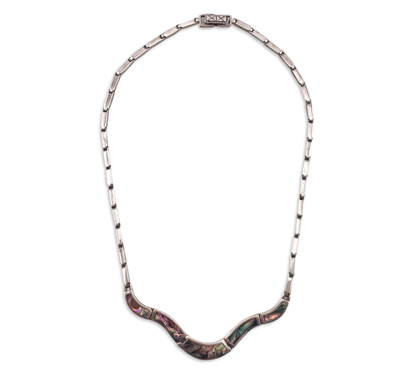 sterling silver 16-1/2" abalone necklace
