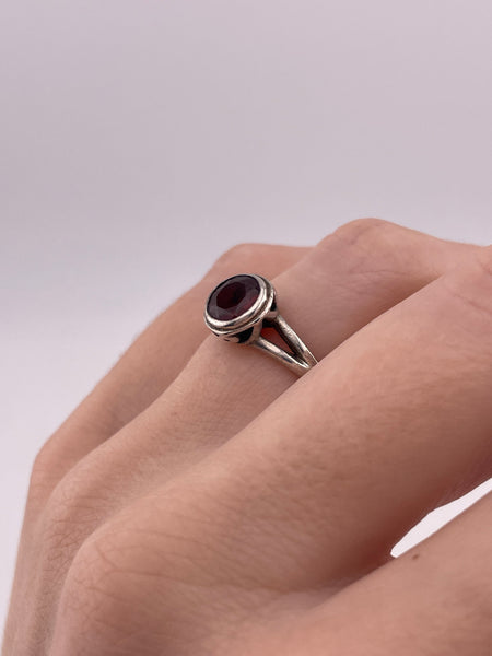 size 6.25 sterling silver faceted garnet ring