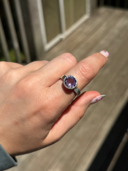 RESERVED PRIVATE LISTING -- sterling silver faceted amethyst ring B8