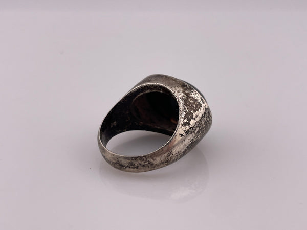 size 9.25 sterling silver very worn dark agate ring