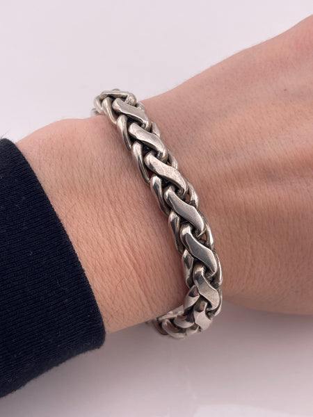 sterling silver 7-1/2" 66.2 gram woven chain link bracelet