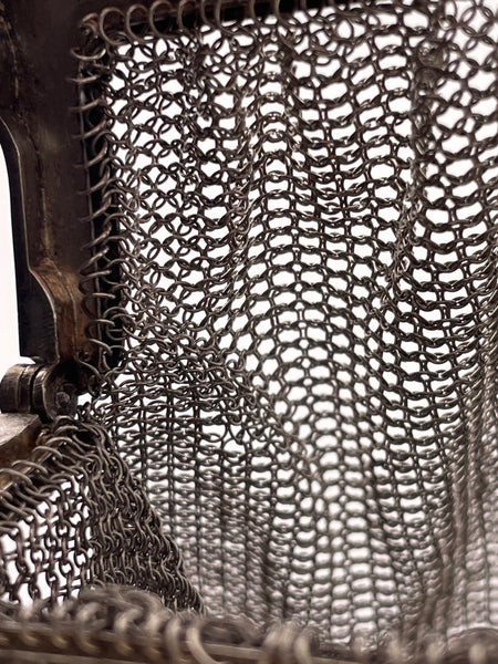 sterling silver 211 gram etched floral mesh purse bag