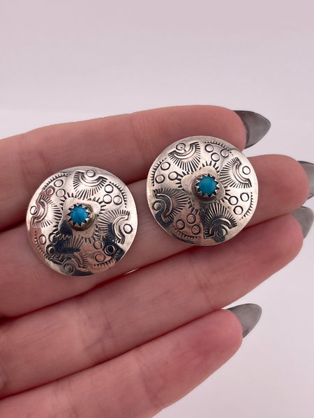 sterling silver turquoise stamped post earrings