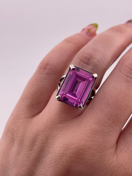 size 6.25 sterling silver faceted lab ruby ring