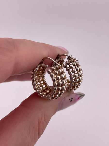 sterling silver 3/4" ball chain hoop earrings