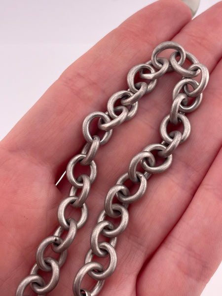 sterling silver 8" matte finish cable chain link bracelet