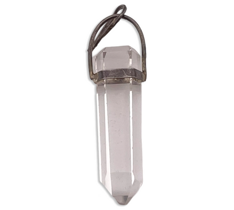 sterling silver quartz crystal point pendant