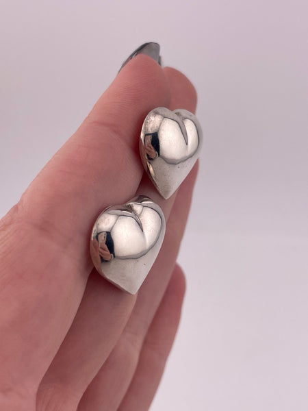 sterling silver puffy heart post earrings