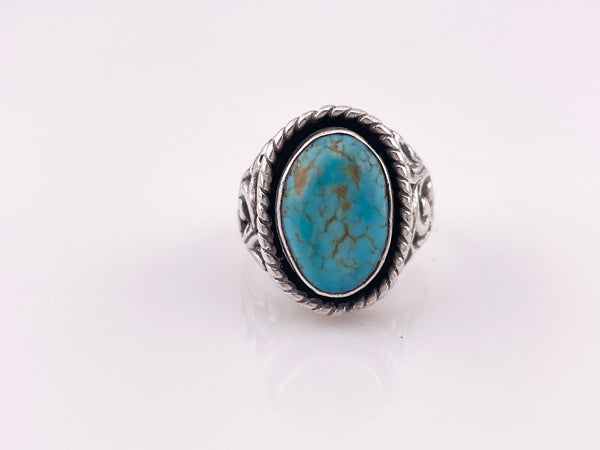 size 11.25 sterling silver turquoise scroll ring