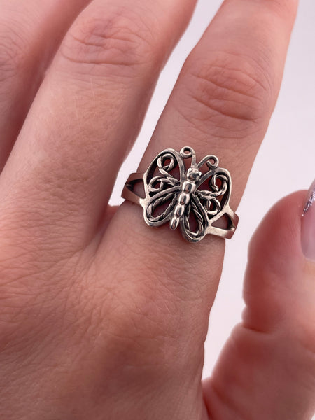 size 8.25 sterling silver butterfly ring